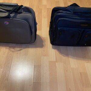 2 Stylish Black/Gray Men's Travel Bags w Rollers and Adjustable Handles BOTH $59